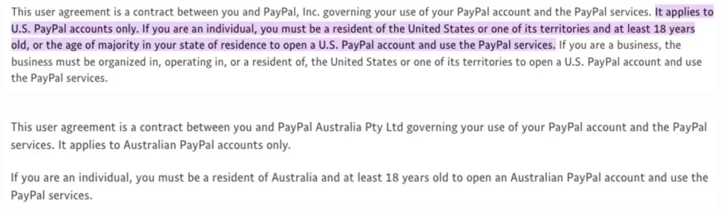 Paypal Payment Age restriction