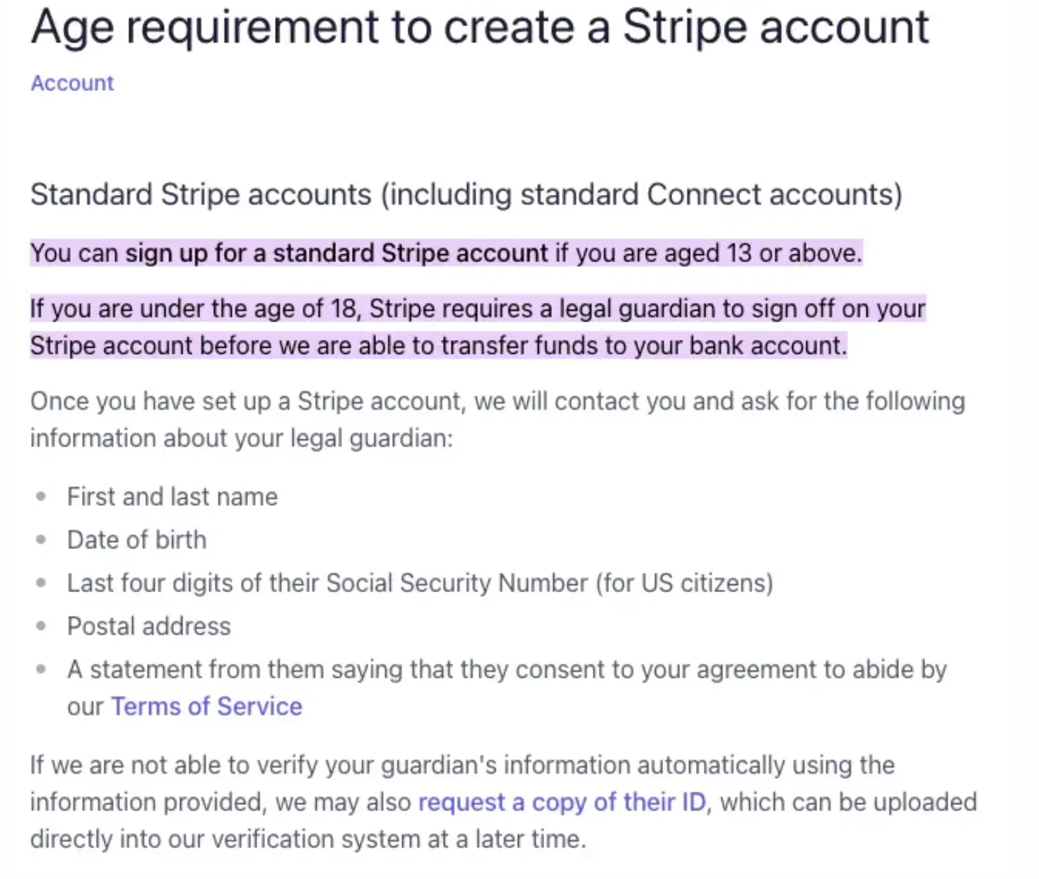 Stripe Payment Gateway Age Restriction