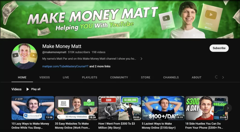 Matt Pars Youtube Channel